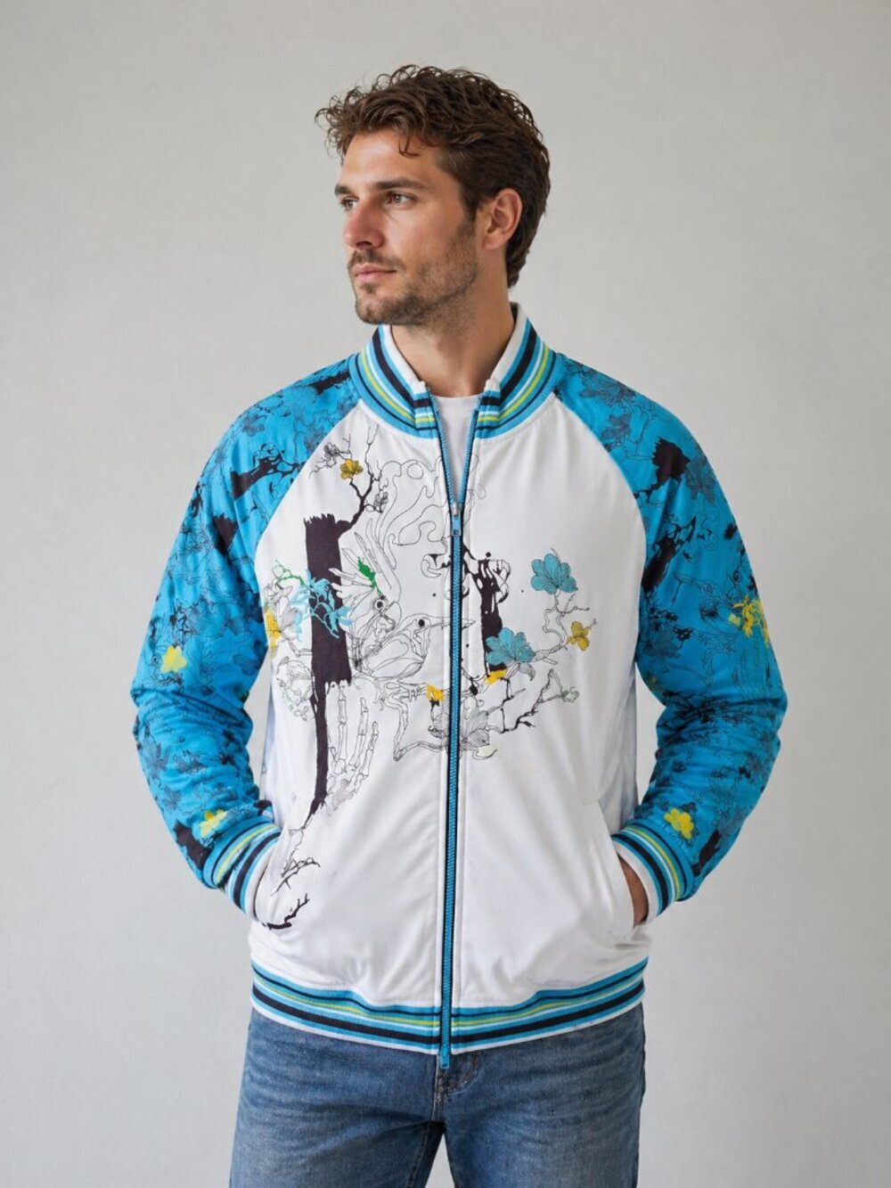 Vintage Artful Dodger Embroidered Exiled to Bishop's Island‎ Men's Jacket XL